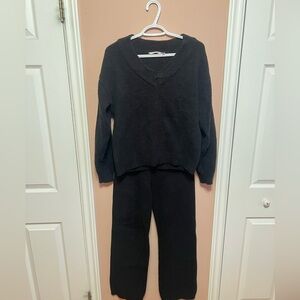Cozy Black Knit Sweater and Pants Set